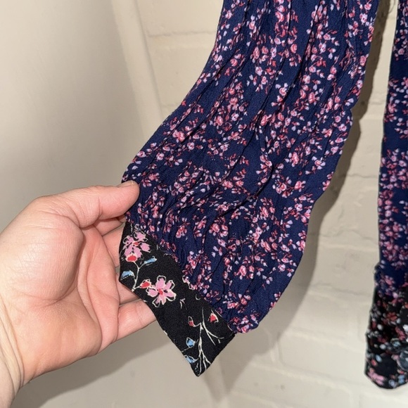 Free People dress tunic Lost in You Floral Button Ruffle Top Mini Black small - Picture 4 of 6